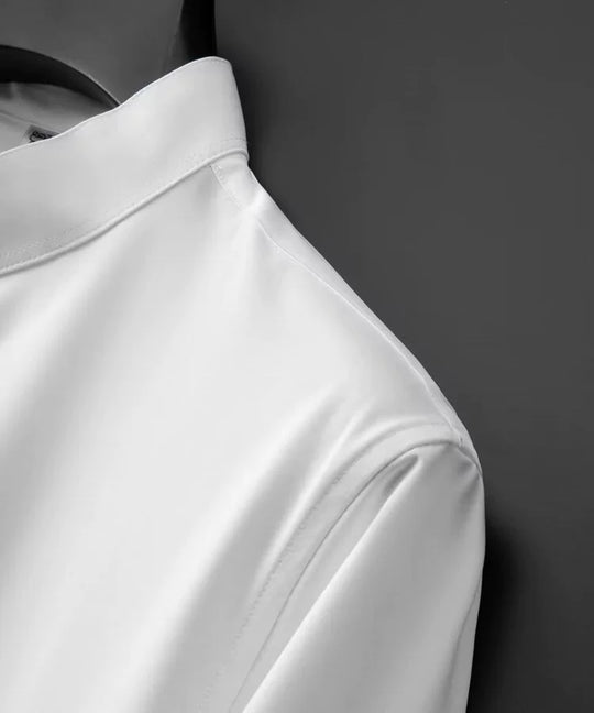 Stylish Stand-Up Collar Long-Sleeved Stretch Shirt - Slim Fit Non-Iron Casual Workwear for Men - captivatingconversationsstarters