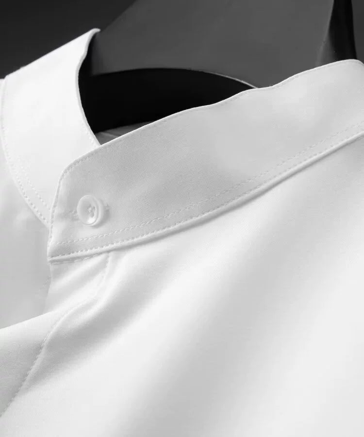 Stylish Stand-Up Collar Long-Sleeved Stretch Shirt - Slim Fit Non-Iron Casual Workwear for Men - captivatingconversationsstarters