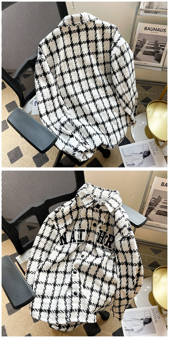 Classic Lapel Loose Gingham Jacket – Trendy Lightweight Outerwear for Youthful Style & Everyday Comfort - captivatingconversationsstarters