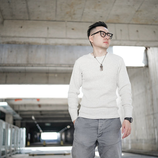 Heavyweight Retro Men’s Cotton Long Sleeve T-Shirt – Trendy Casual Crewneck for Autumn Style - captivatingconversationsstarters