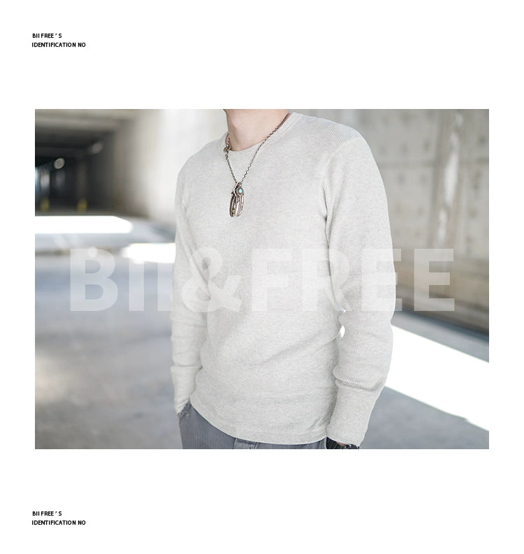 Heavyweight Retro Men’s Cotton Long Sleeve T-Shirt – Trendy Casual Crewneck for Autumn Style - captivatingconversationsstarters