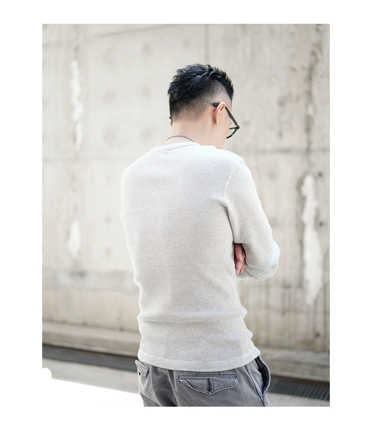 Heavyweight Retro Men’s Cotton Long Sleeve T-Shirt – Trendy Casual Crewneck for Autumn Style - captivatingconversationsstarters