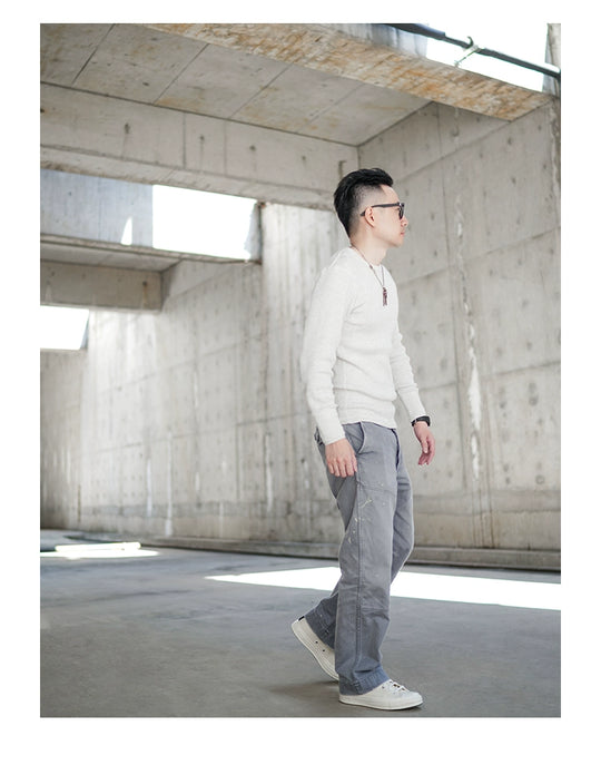 Heavyweight Retro Men’s Cotton Long Sleeve T-Shirt – Trendy Casual Crewneck for Autumn Style - captivatingconversationsstarters