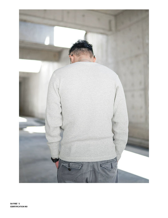 Heavyweight Retro Men’s Cotton Long Sleeve T-Shirt – Trendy Casual Crewneck for Autumn Style - captivatingconversationsstarters