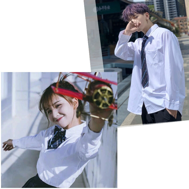 Pure White Long Sleeve Shirt - Classic Cotton Elegance for Teens | No-Iron, Youthful Fit for Autumn Comfort - captivatingconversationsstarters