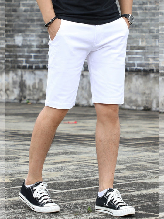 Stretch Slim-Fit Pure White Plus Size Minimalist Casual Shorts – Trendy, Comfortable, and Perfect for Every Day - captivatingconversationsstarters