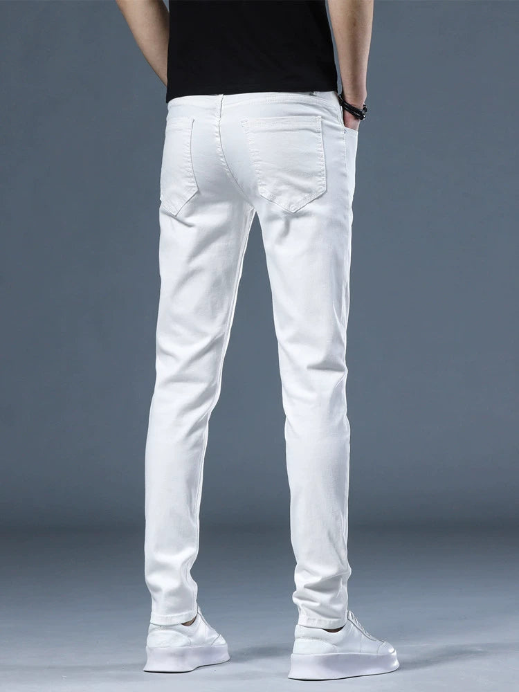Velvet White Slim-Fit Cropped Jeans – Stylish Youthful Denim with Micro Stretch & Stone-Wash Finish - captivatingconversationsstarters