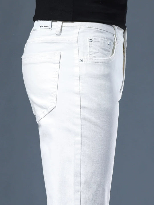 Velvet White Slim-Fit Cropped Jeans – Stylish Youthful Denim with Micro Stretch & Stone-Wash Finish - captivatingconversationsstarters
