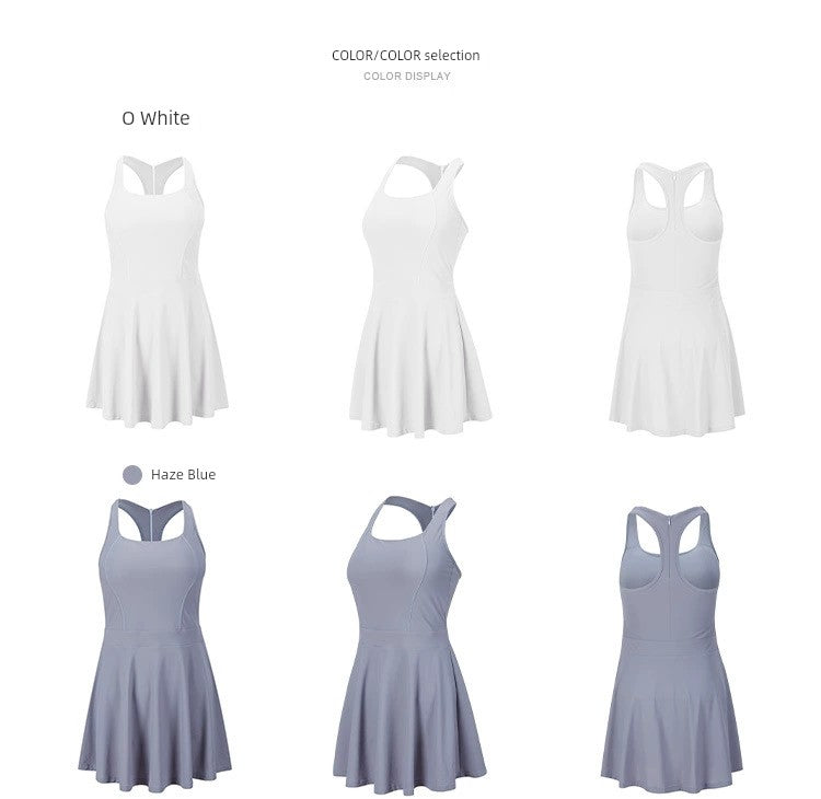 Chic White Thigh-Length Quick-Dry Dress – Breathable, Ultra-Light, & Sweat-Wicking Short Sleeve Athletic Wear for Active Women - captivatingconversationsstarters