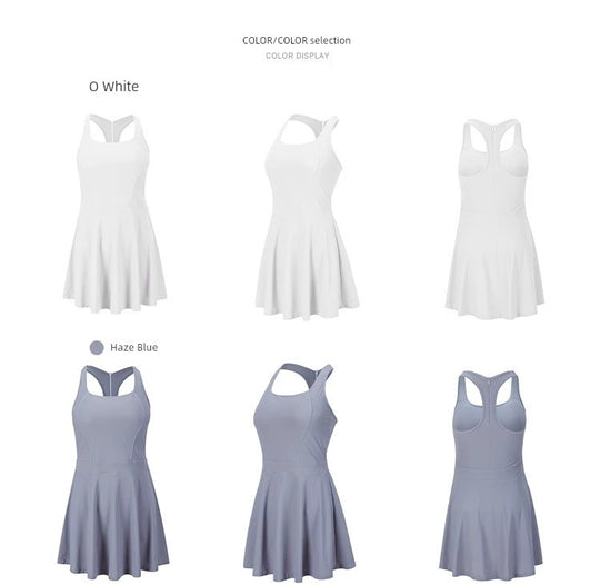 Chic White Thigh-Length Quick-Dry Dress – Breathable, Ultra-Light, & Sweat-Wicking Short Sleeve Athletic Wear for Active Women - captivatingconversationsstarters