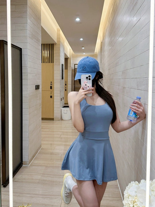 Chic White Thigh-Length Quick-Dry Dress – Breathable, Ultra-Light, & Sweat-Wicking Short Sleeve Athletic Wear for Active Women - captivatingconversationsstarters