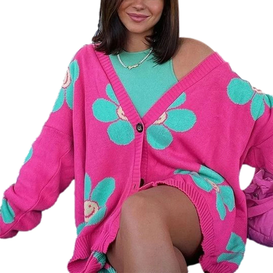 Chic Women’s Valentine’s Day Heart Sweater Cardigan – Casual Knit Button Open Front Outerwear - captivatingconversationsstarters