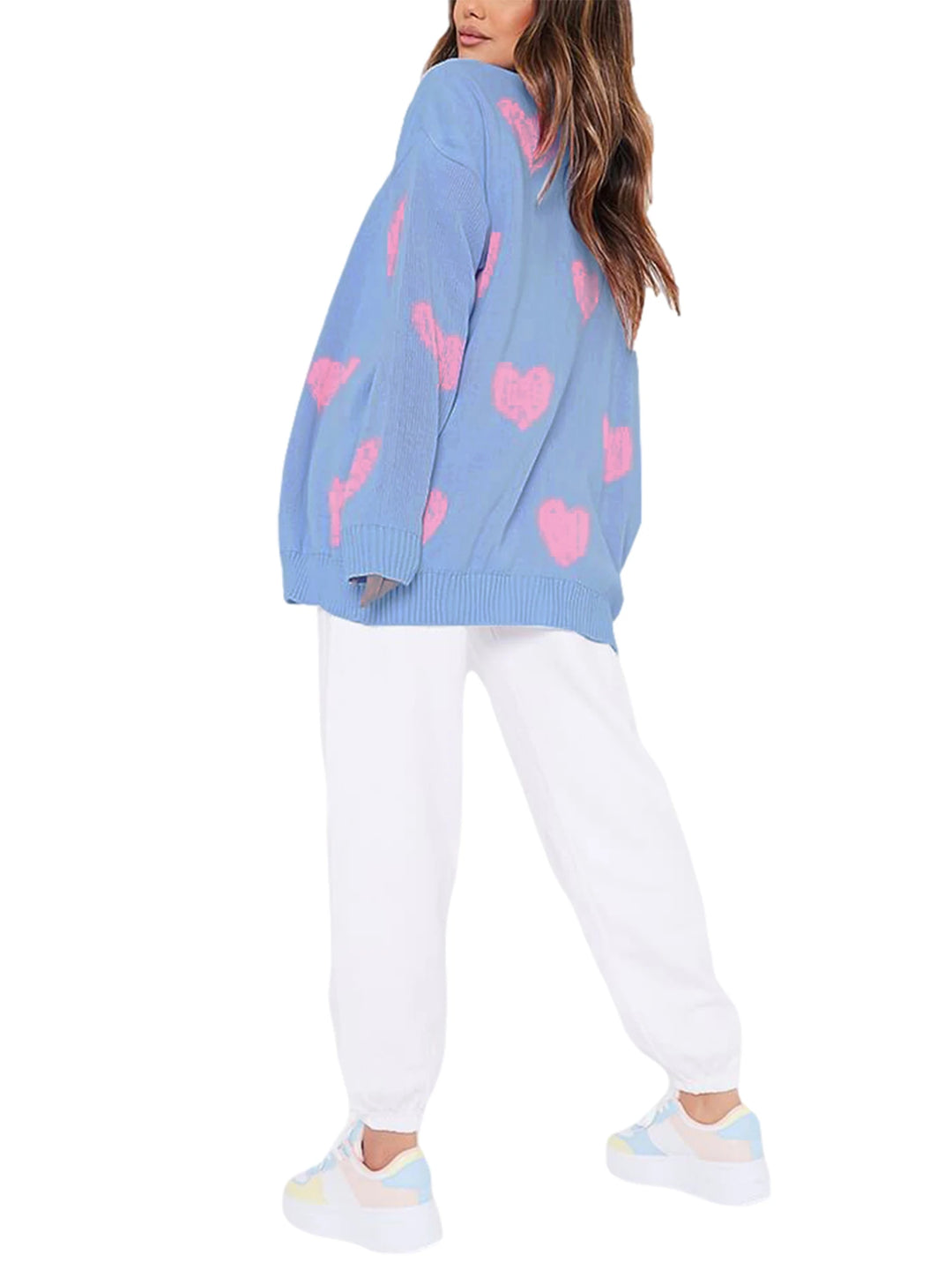 Chic Women’s Valentine’s Day Heart Sweater Cardigan – Casual Knit Button Open Front Outerwear - captivatingconversationsstarters