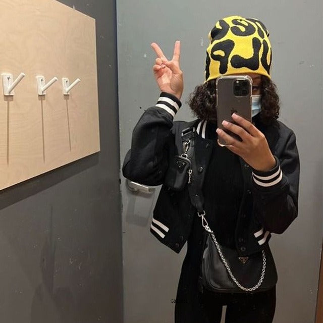 Candy Contrast Knit Beanie: Cozy Woolen Hat with Bold Color Pop - captivatingconversationsstarters