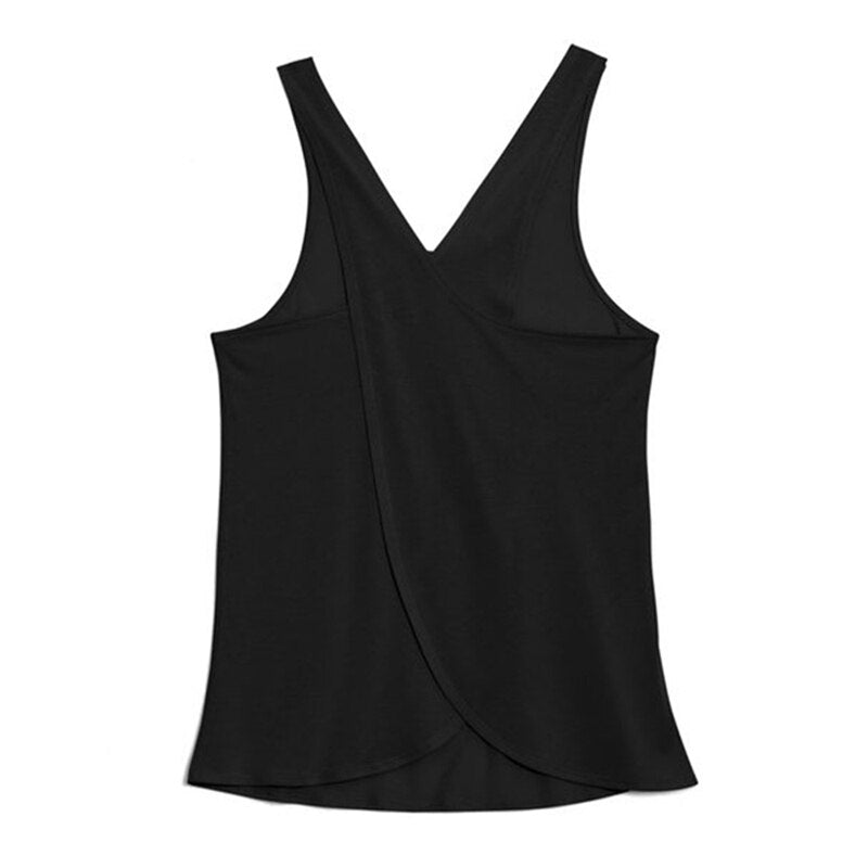 Chic Cross-Back Sleeveless Yoga Top - captivatingconversationsstarters