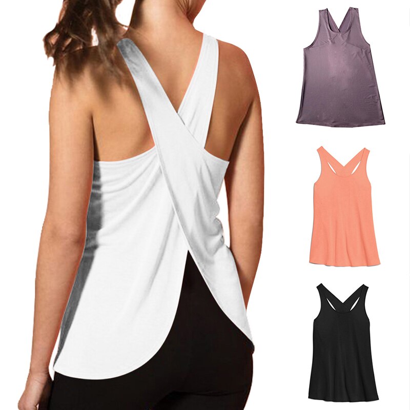 Chic Cross-Back Sleeveless Yoga Top - captivatingconversationsstarters