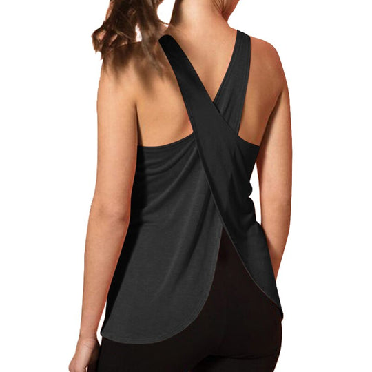 Chic Cross-Back Sleeveless Yoga Top - captivatingconversationsstarters