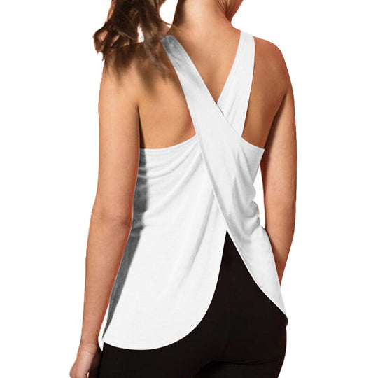 Chic Cross-Back Sleeveless Yoga Top - captivatingconversationsstarters