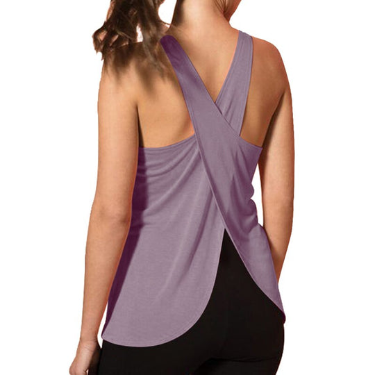 Chic Cross-Back Sleeveless Yoga Top - captivatingconversationsstarters