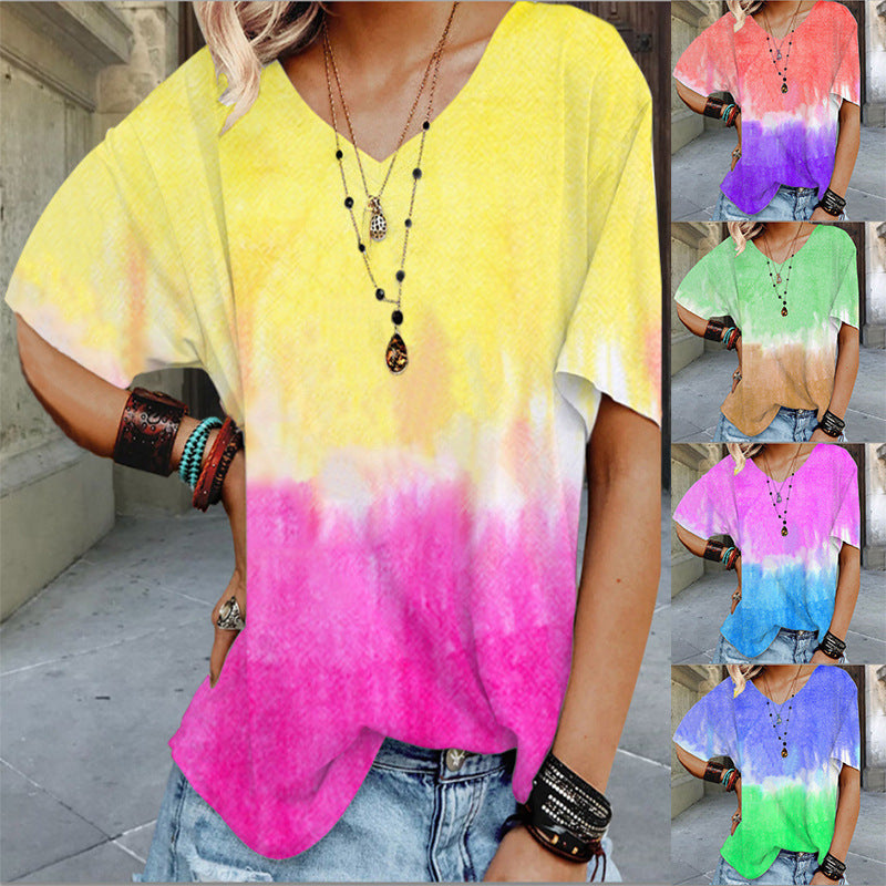 Boho Chic Rainbow Tie-Dye T-Shirt for Women - Vibrant & Trend - captivatingconversationsstarters
