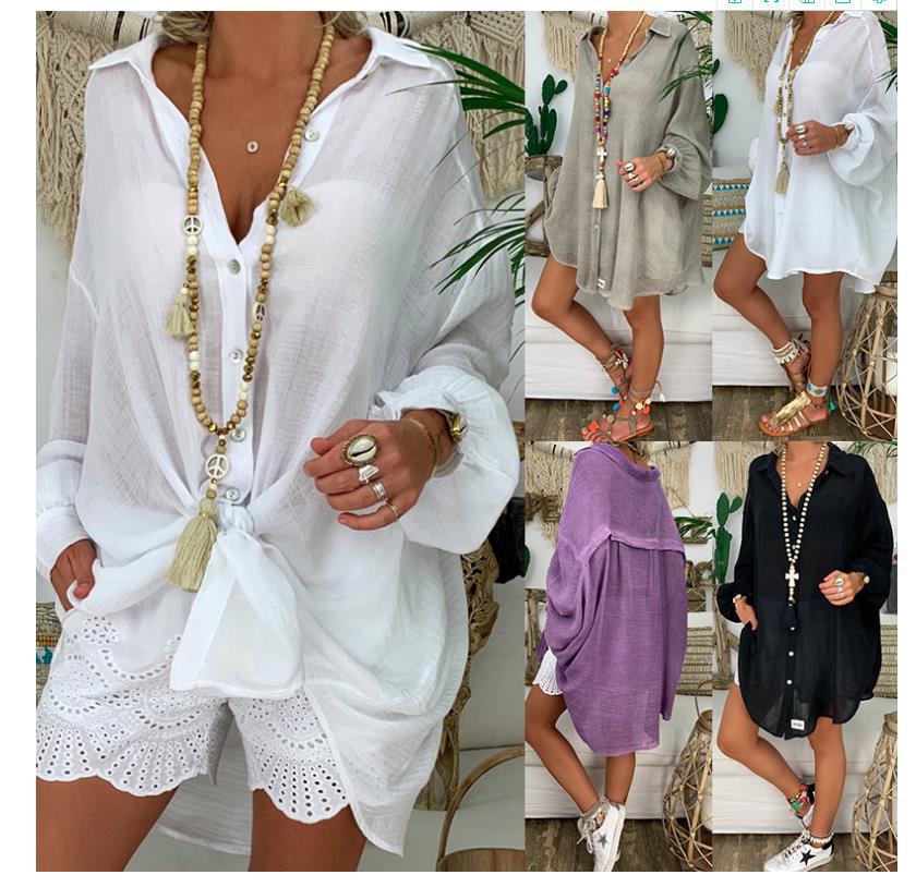 Ageless Elegance: Cotton Linen Button-Up Long Sleeve Casual Shirt - captivatingconversationsstarters