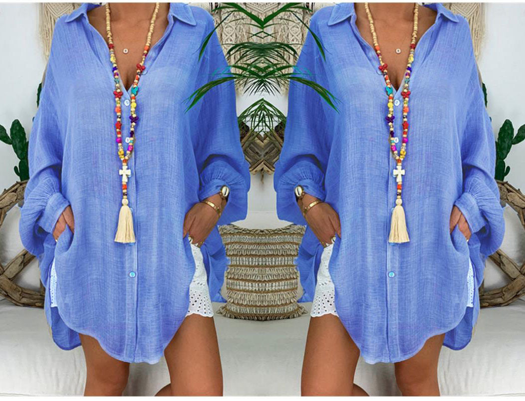 Ageless Elegance: Cotton Linen Button-Up Long Sleeve Casual Shirt - captivatingconversationsstarters