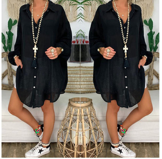 Ageless Elegance: Cotton Linen Button-Up Long Sleeve Casual Shirt - captivatingconversationsstarters