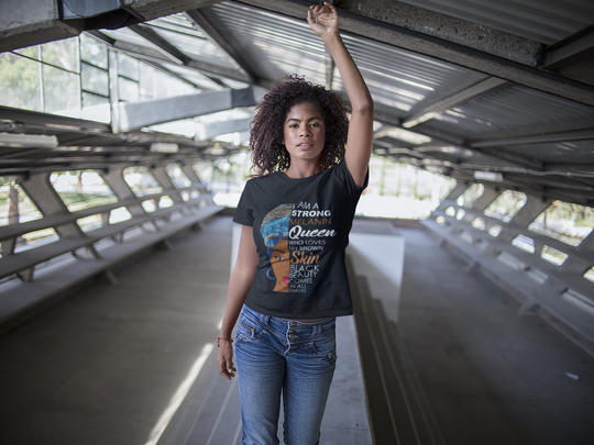 Strong Melanin Queen T-Shirt | Empowering Black Beauty & Self-Love - captivatingconversationsstarters