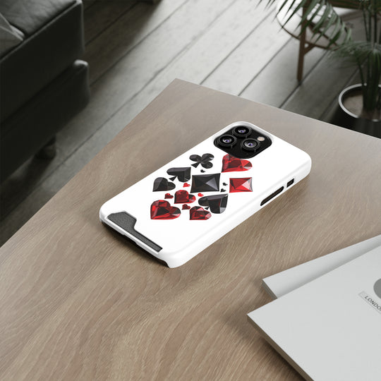 Ultimate Aces Phone Case with Card Holder – Stylish Protection with Spades, Diamonds, and Clubs Design - captivatingconversationsstarters