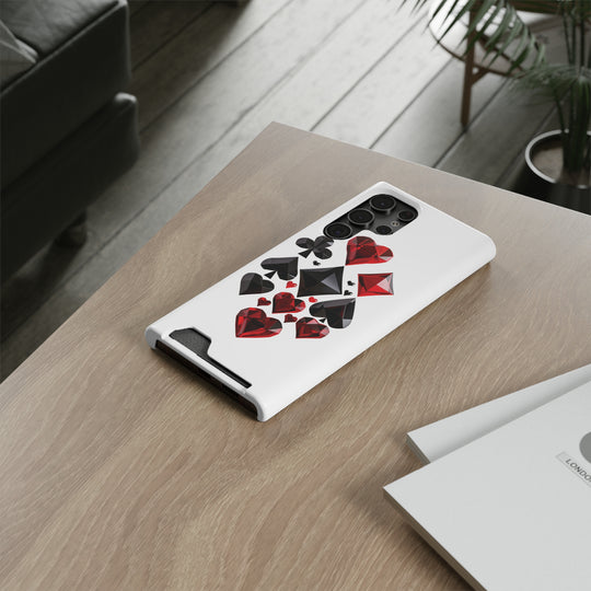 Ultimate Aces Phone Case with Card Holder – Stylish Protection with Spades, Diamonds, and Clubs Design - captivatingconversationsstarters