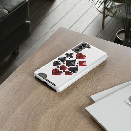 Ultimate Aces Phone Case with Card Holder – Stylish Protection with Spades, Diamonds, and Clubs Design - captivatingconversationsstarters