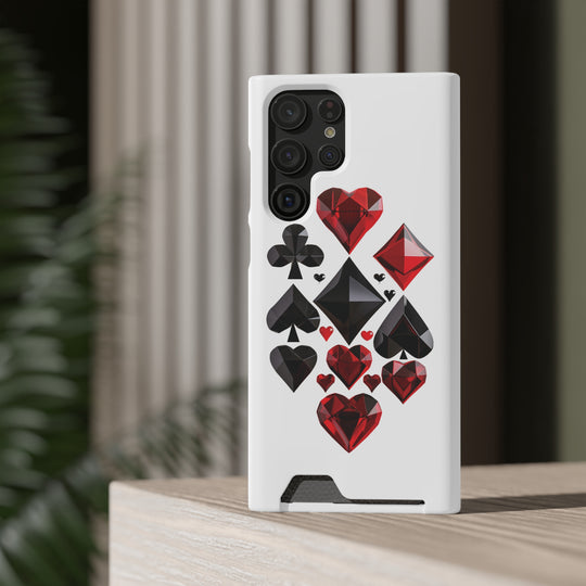 Ultimate Aces Phone Case with Card Holder – Stylish Protection with Spades, Diamonds, and Clubs Design - captivatingconversationsstarters