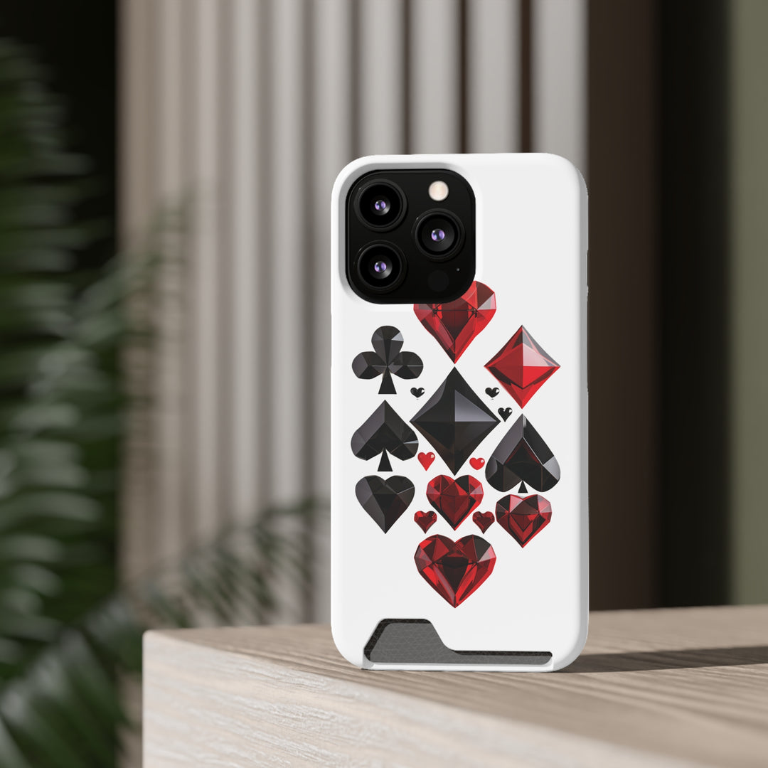 Ultimate Aces Phone Case with Card Holder – Stylish Protection with Spades, Diamonds, and Clubs Design - captivatingconversationsstarters