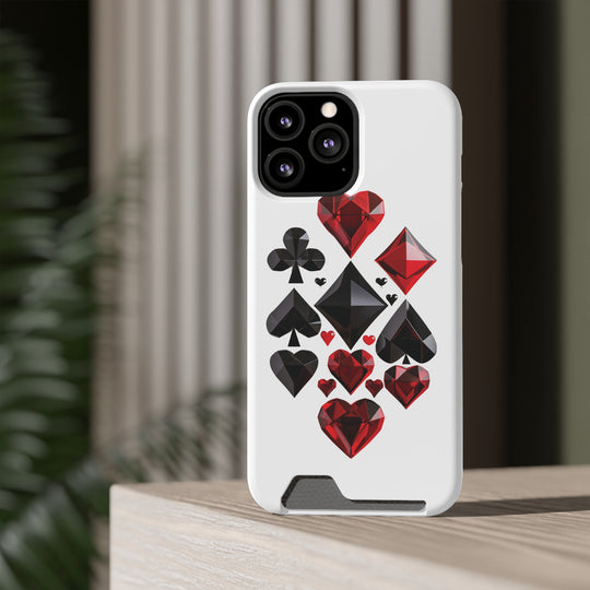 Ultimate Aces Phone Case with Card Holder – Stylish Protection with Spades, Diamonds, and Clubs Design - captivatingconversationsstarters