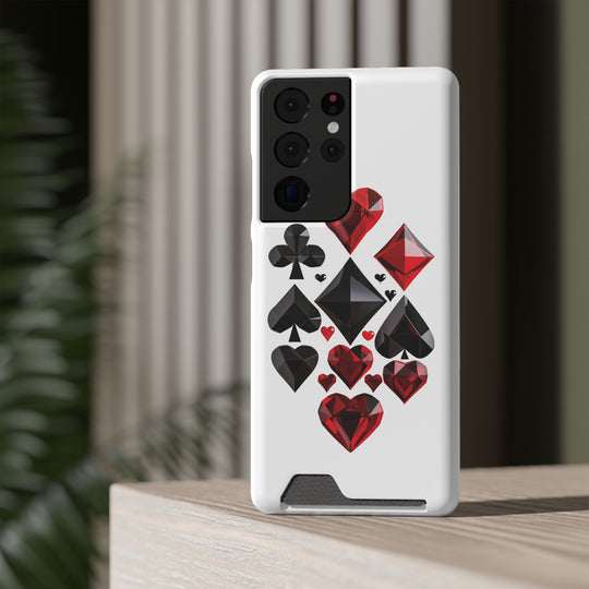 Ultimate Aces Phone Case with Card Holder – Stylish Protection with Spades, Diamonds, and Clubs Design - captivatingconversationsstarters