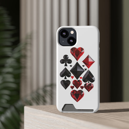 Ultimate Aces Phone Case with Card Holder – Stylish Protection with Spades, Diamonds, and Clubs Design - captivatingconversationsstarters