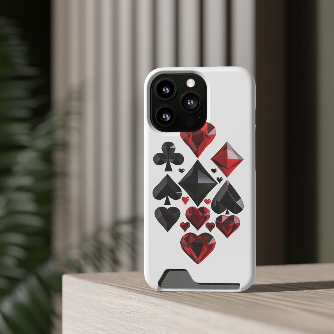 Ultimate Aces Phone Case with Card Holder – Stylish Protection with Spades, Diamonds, and Clubs Design - captivatingconversationsstarters