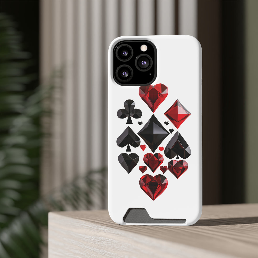 Ultimate Aces Phone Case with Card Holder – Stylish Protection with Spades, Diamonds, and Clubs Design - captivatingconversationsstarters