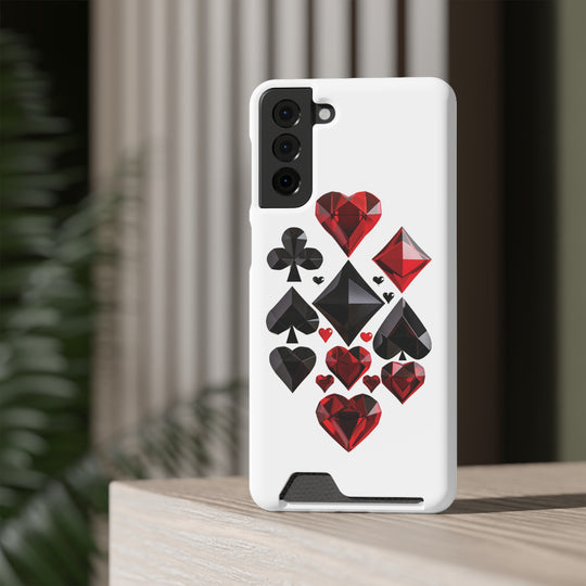 Ultimate Aces Phone Case with Card Holder – Stylish Protection with Spades, Diamonds, and Clubs Design - captivatingconversationsstarters