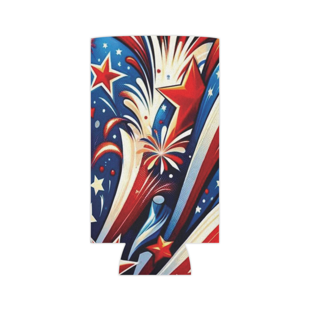 Red, White & Blue Sparkle Can Insulator – Lightweight, Customizable & Drink-Chilling Companion for Parties and Nature Trips - captivatingconversationsstarters