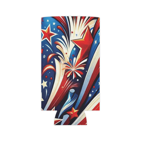 Red, White & Blue Sparkle Can Insulator – Lightweight, Customizable & Drink-Chilling Companion for Parties and Nature Trips - captivatingconversationsstarters