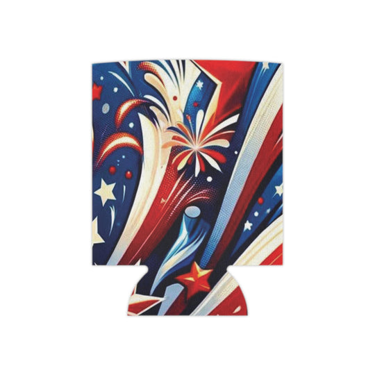 Red, White & Blue Sparkle Can Insulator – Lightweight, Customizable & Drink-Chilling Companion for Parties and Nature Trips - captivatingconversationsstarters