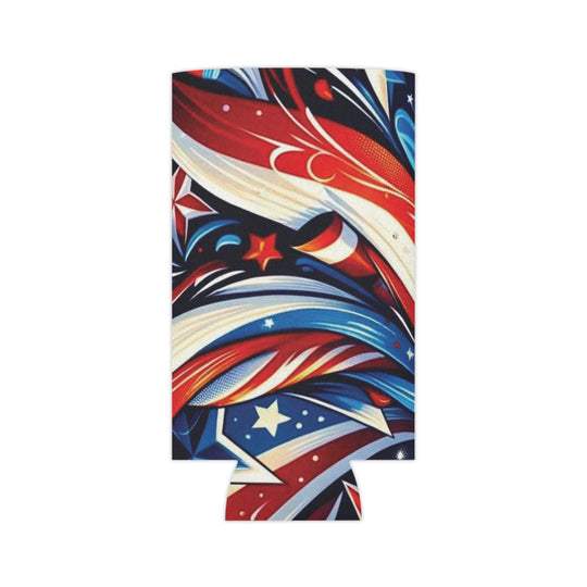 Red, White & Blue Sparkle Can Insulator – Lightweight, Customizable & Drink-Chilling Companion for Parties and Nature Trips - captivatingconversationsstarters