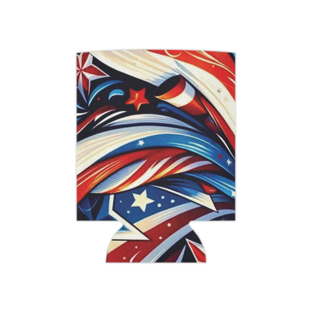 Red, White & Blue Sparkle Can Insulator – Lightweight, Customizable & Drink-Chilling Companion for Parties and Nature Trips - captivatingconversationsstarters