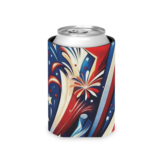 Red, White & Blue Sparkle Can Insulator – Lightweight, Customizable & Drink-Chilling Companion for Parties and Nature Trips - captivatingconversationsstarters