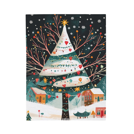 Giant Christmas Tree Fleece Blanket | Cozy Holiday Throw with Village Scene – Perfect for Christmas Décor, Gifts & Winter Comfort - captivatingconversationsstarters
