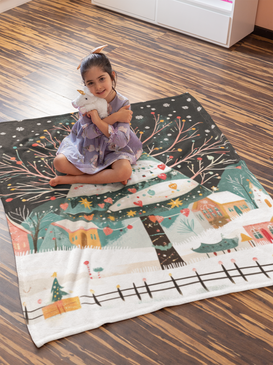 Giant Christmas Tree Fleece Blanket | Cozy Holiday Throw with Village Scene – Perfect for Christmas Décor, Gifts & Winter Comfort - captivatingconversationsstarters