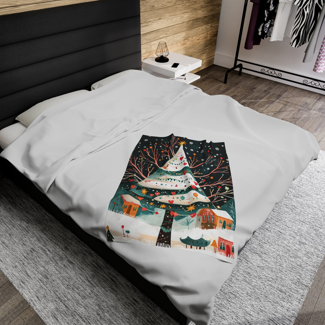 Giant Christmas Tree Fleece Blanket | Cozy Holiday Throw with Village Scene – Perfect for Christmas Décor, Gifts & Winter Comfort - captivatingconversationsstarters