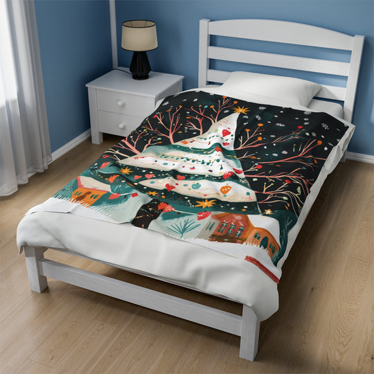 Giant Christmas Tree Fleece Blanket | Cozy Holiday Throw with Village Scene – Perfect for Christmas Décor, Gifts & Winter Comfort - captivatingconversationsstarters