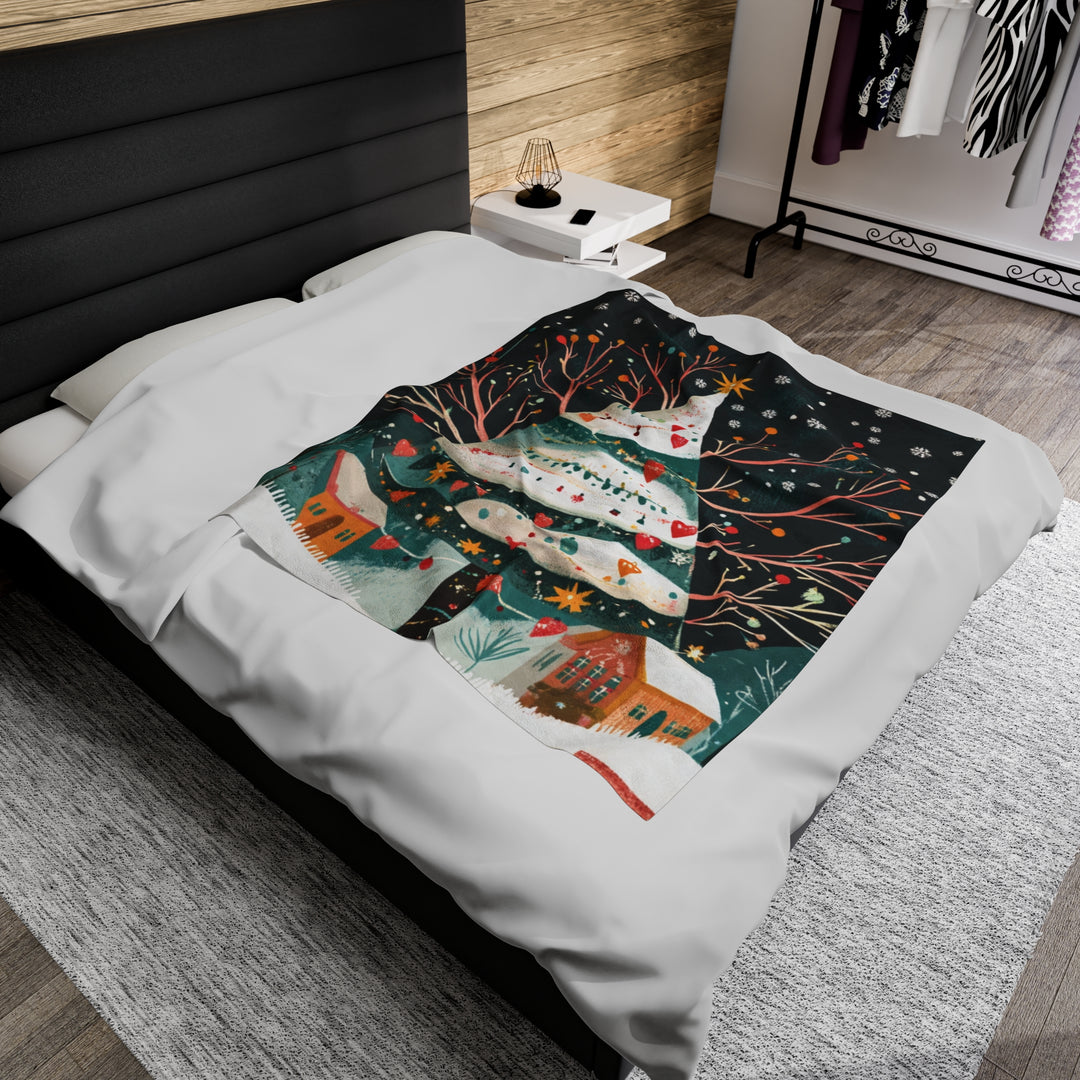 Giant Christmas Tree Fleece Blanket | Cozy Holiday Throw with Village Scene – Perfect for Christmas Décor, Gifts & Winter Comfort - captivatingconversationsstarters